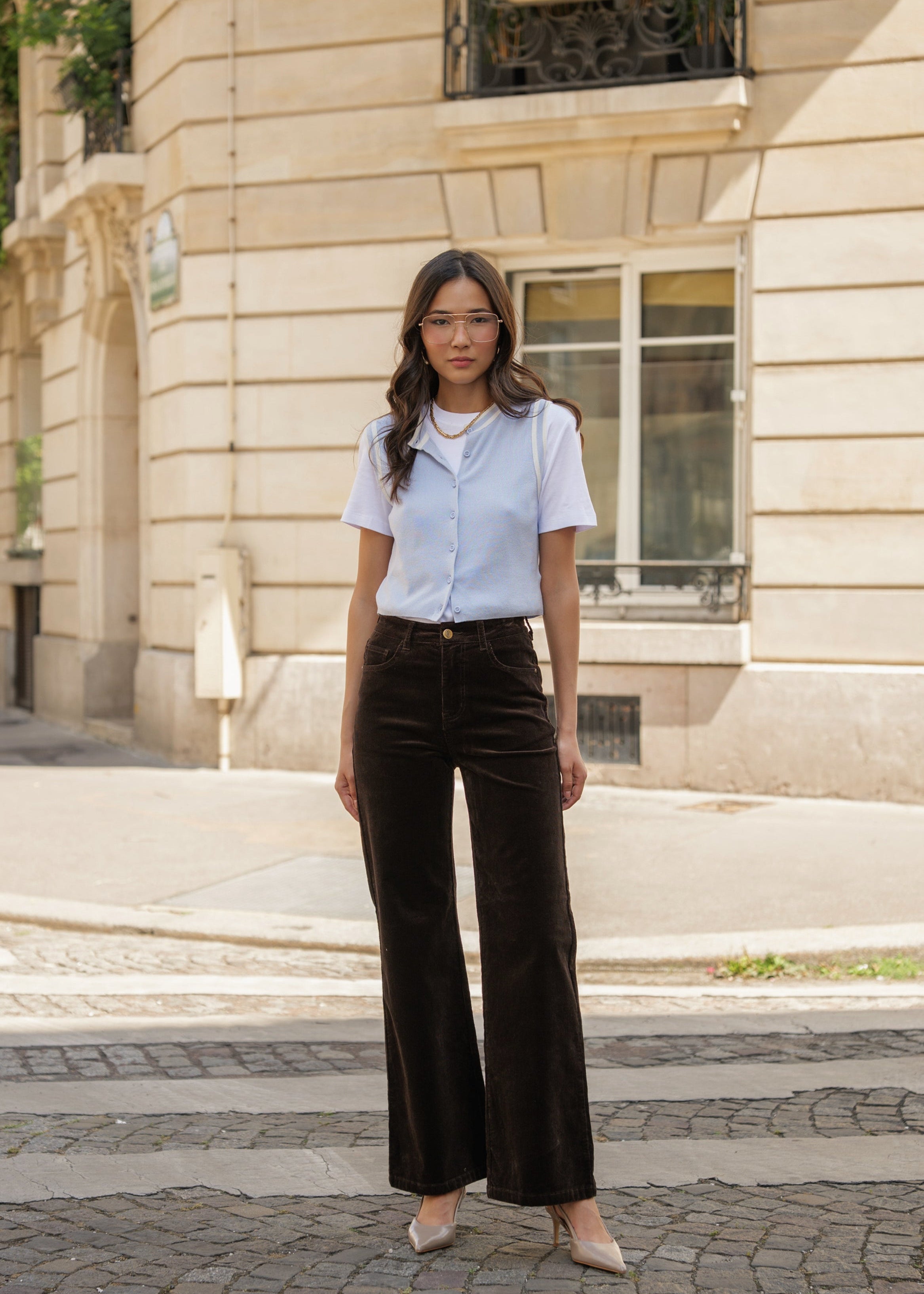 Pantalon Ava - velours chocolat