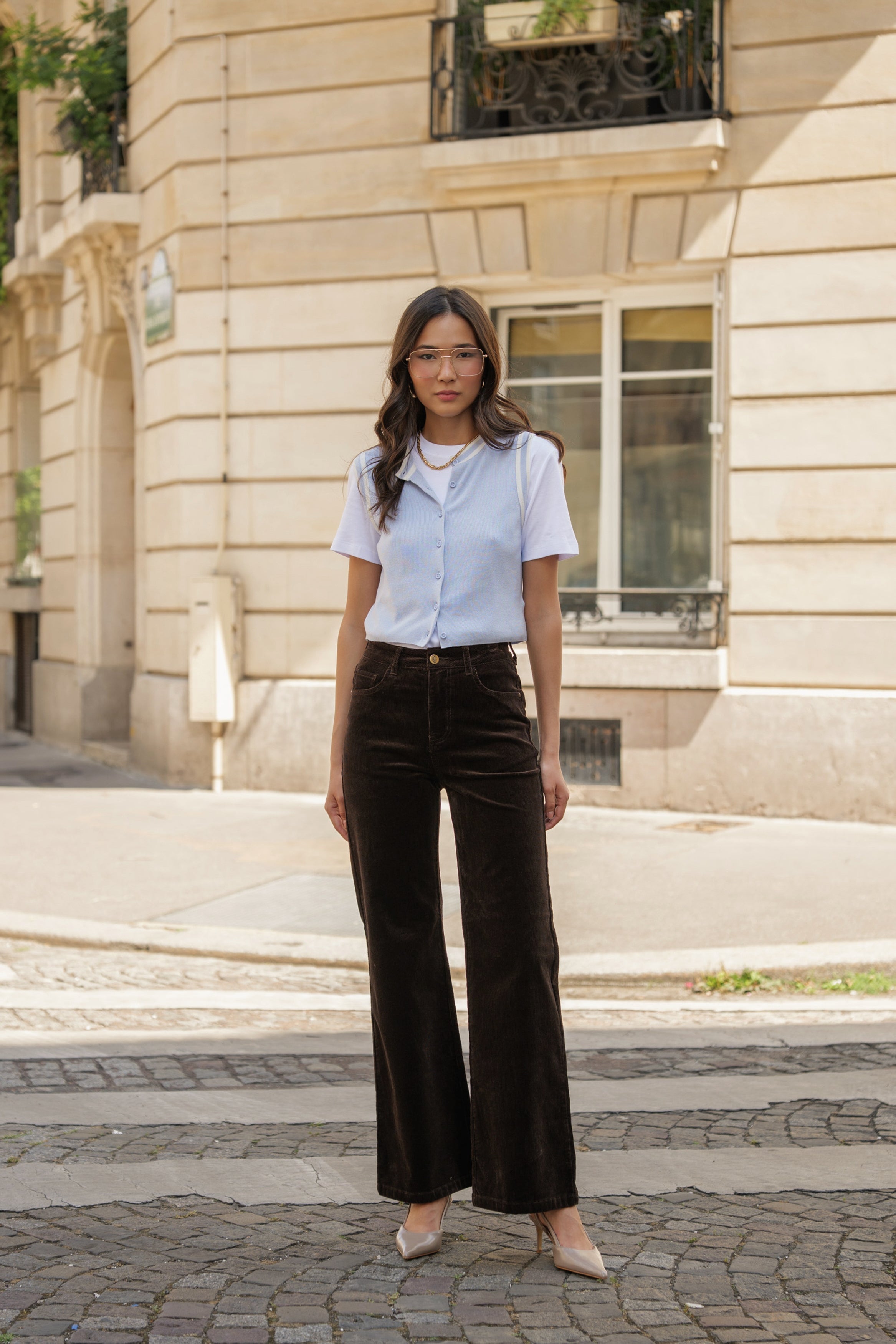 Pantalon Ava - velours chocolat