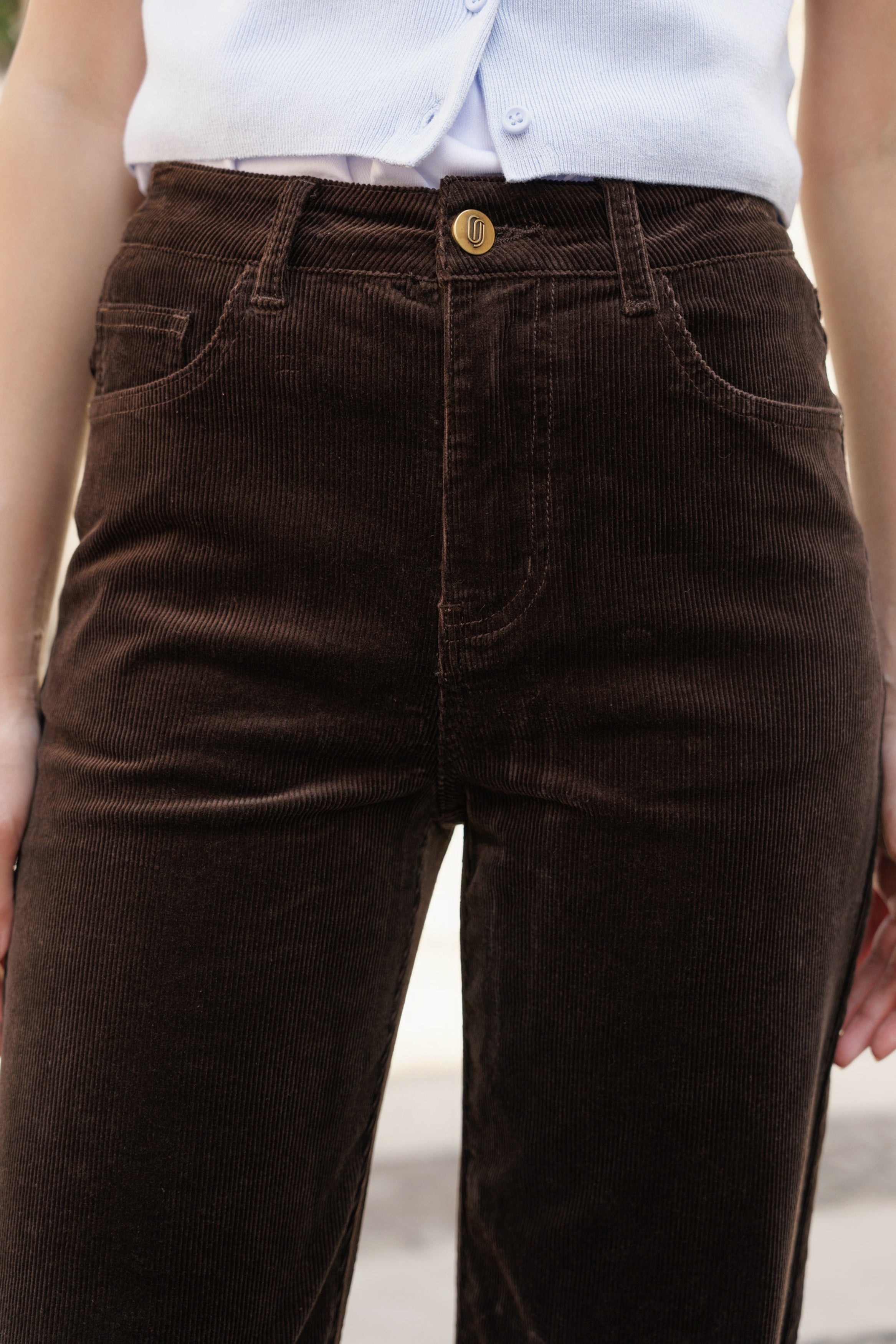 Pantalon Ava - velours chocolat