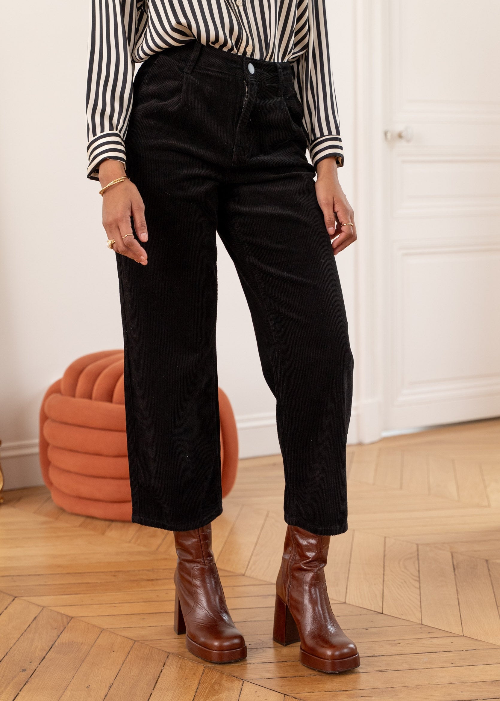 Pantalon Ella - velours noir - Oraije Paris