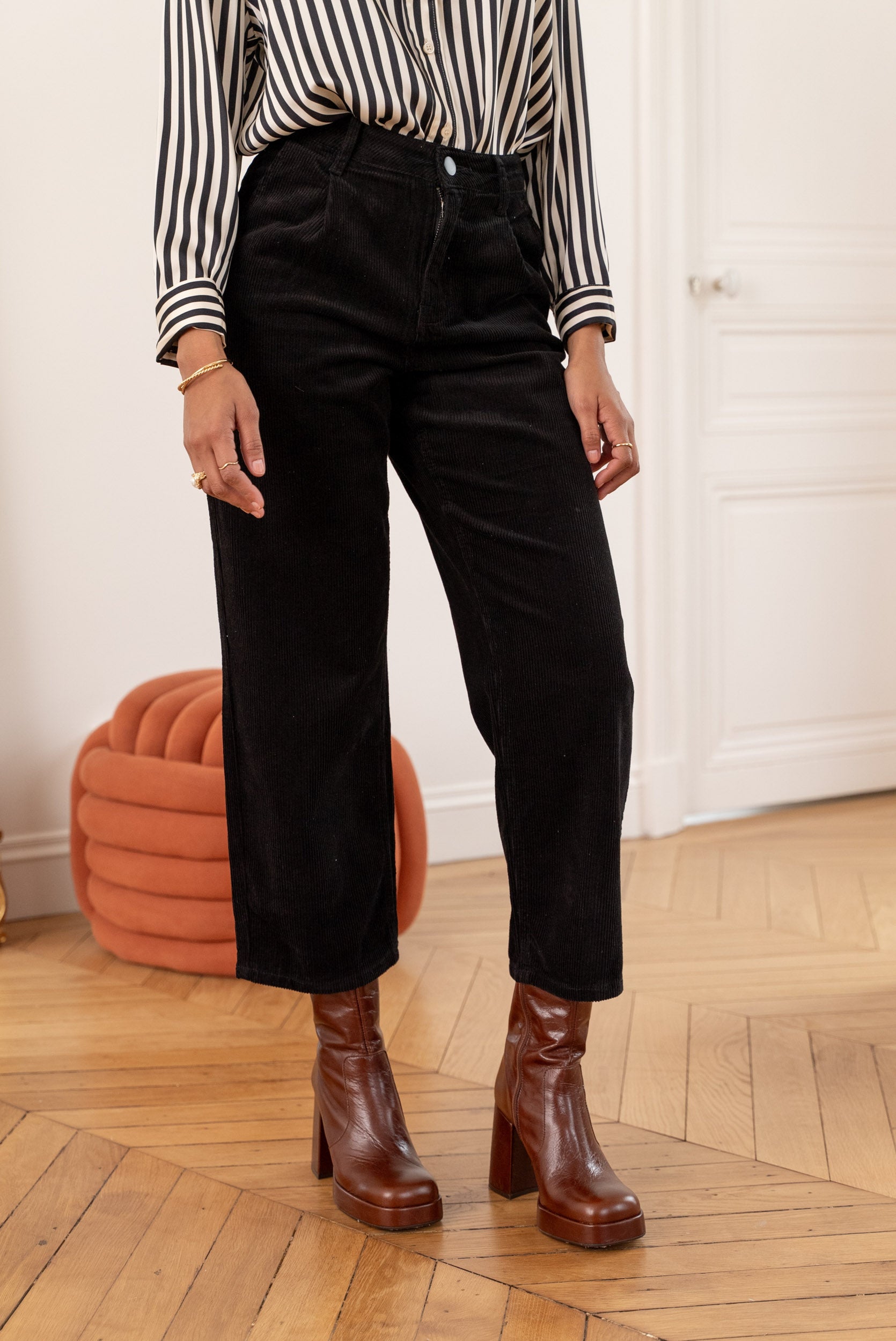 Pantalon Ella - velours noir - Oraije Paris
