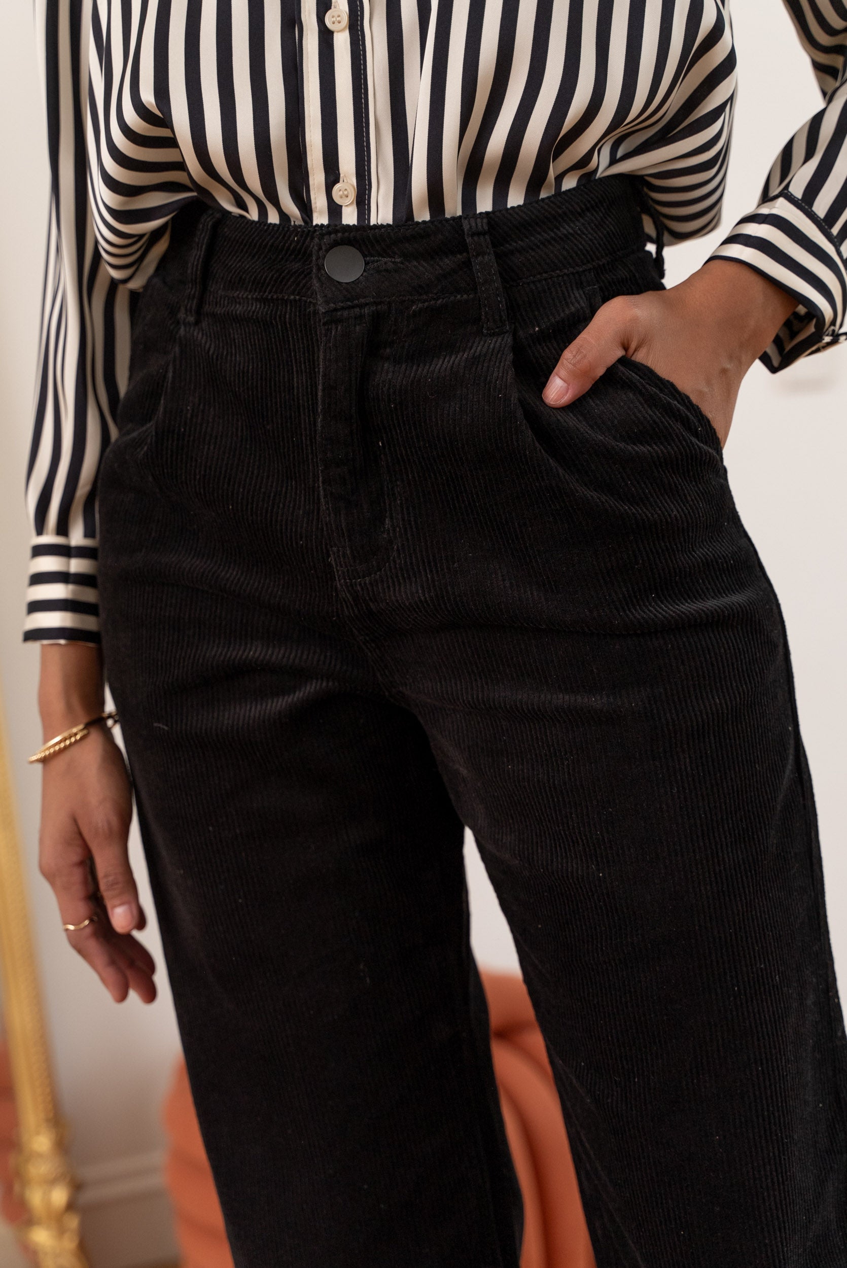 Pantalon Ella - velours noir - Oraije Paris