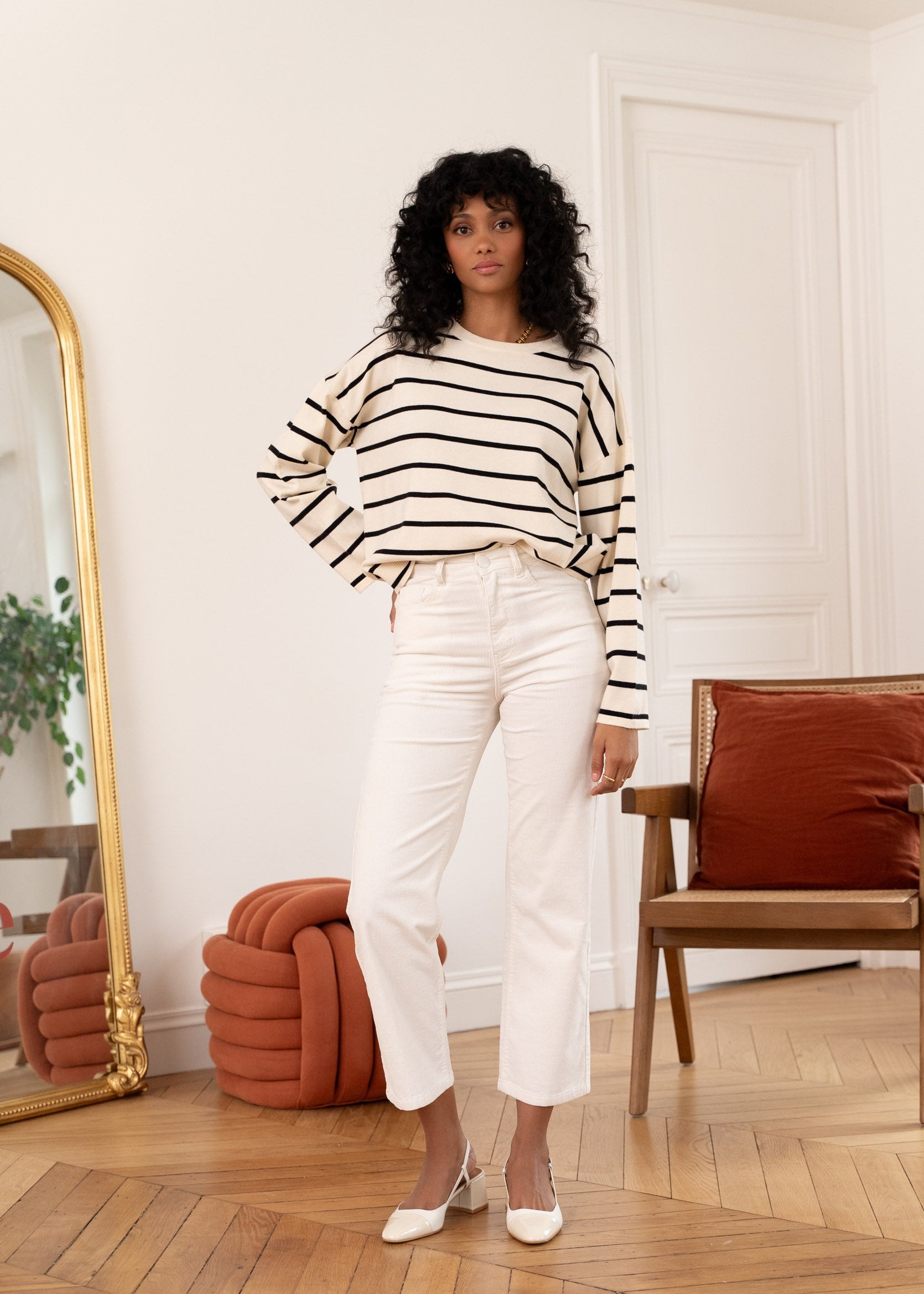 Pantalon Solange - velours blanc - Oraije Paris