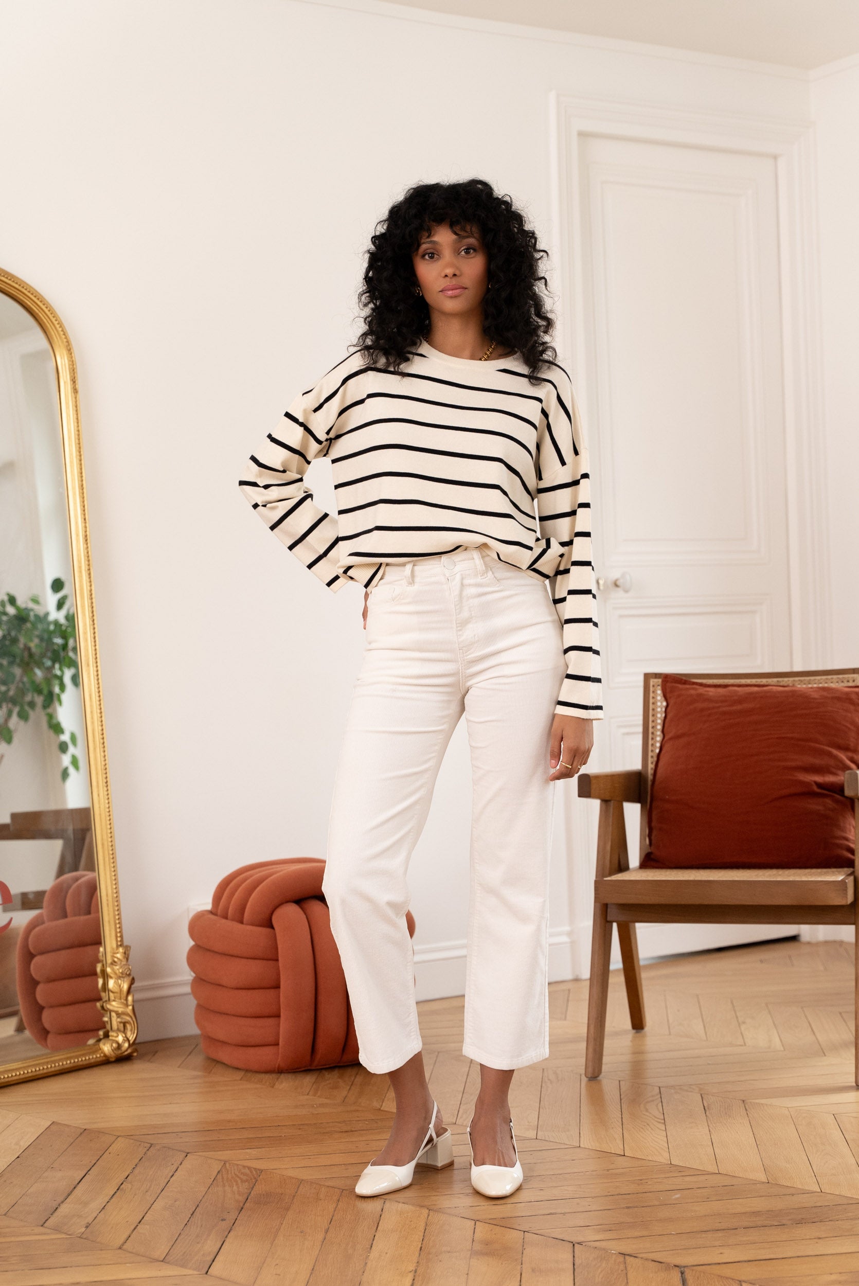 Pantalon Solange - velours blanc - Oraije Paris