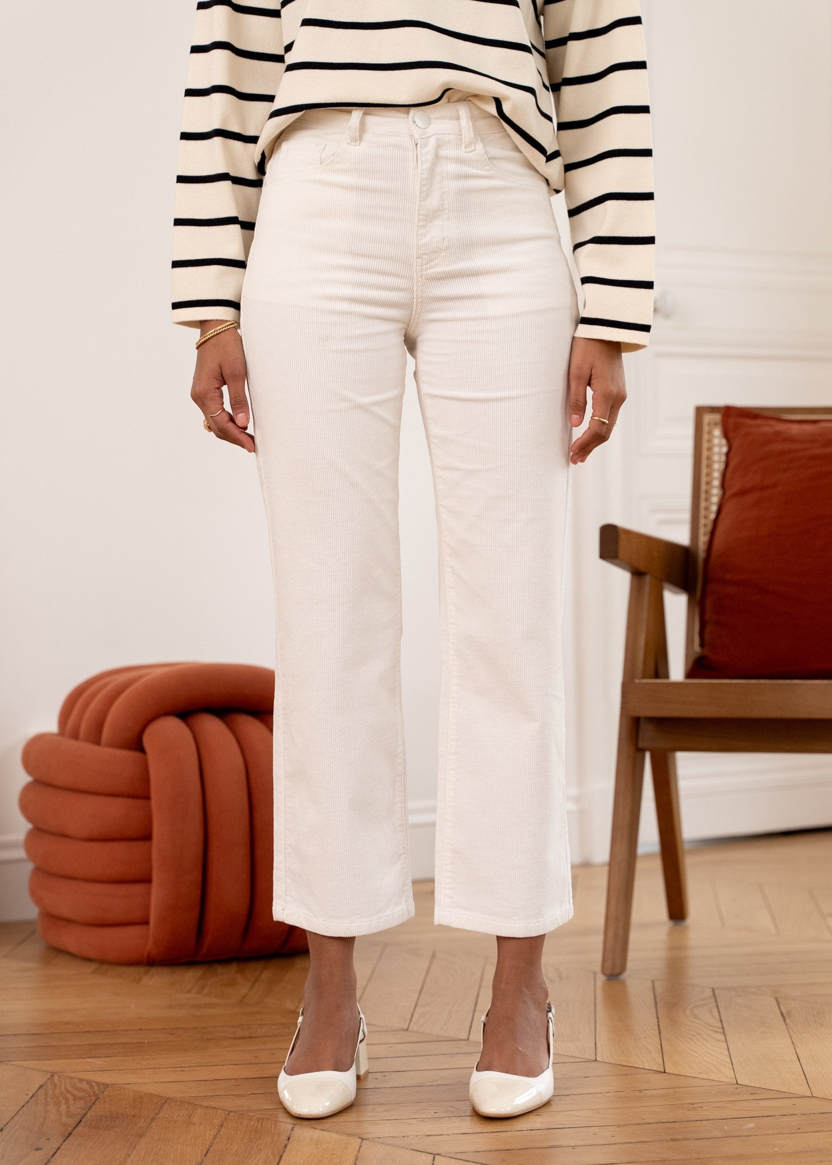 Pantalon Solange - velours blanc - Oraije Paris