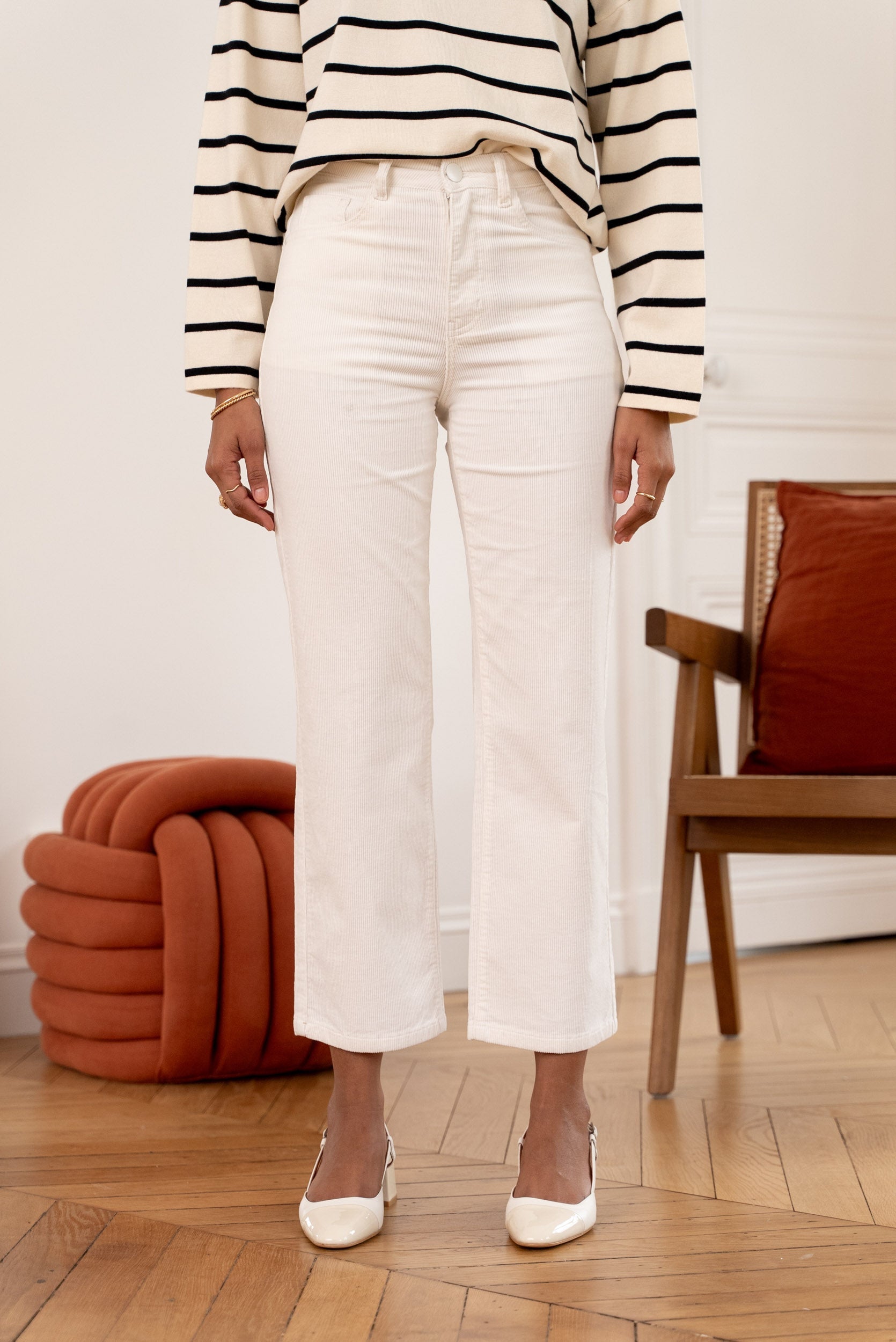 Pantalon Solange - velours blanc - Oraije Paris