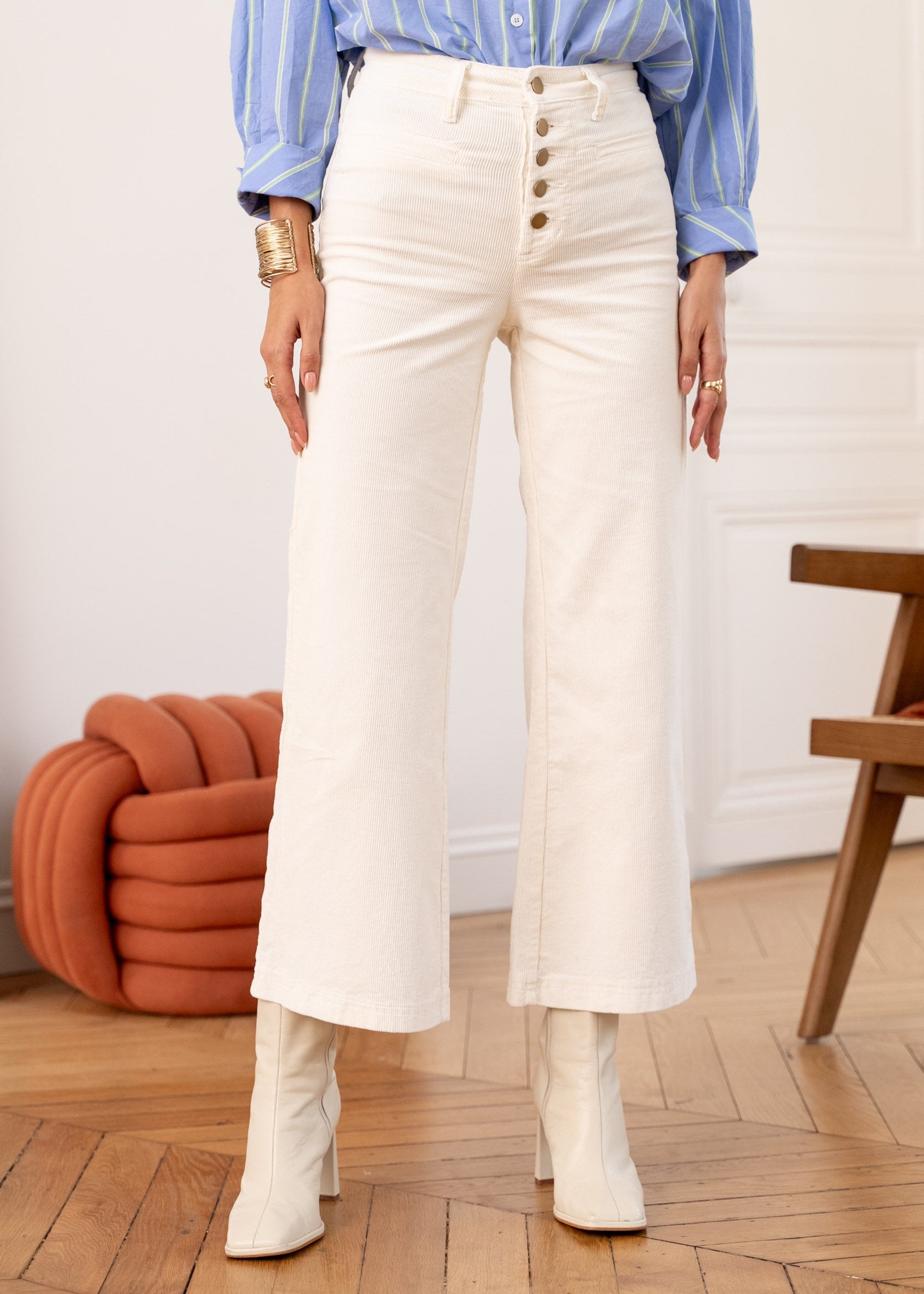 Pantalon Valentina - velours blanc