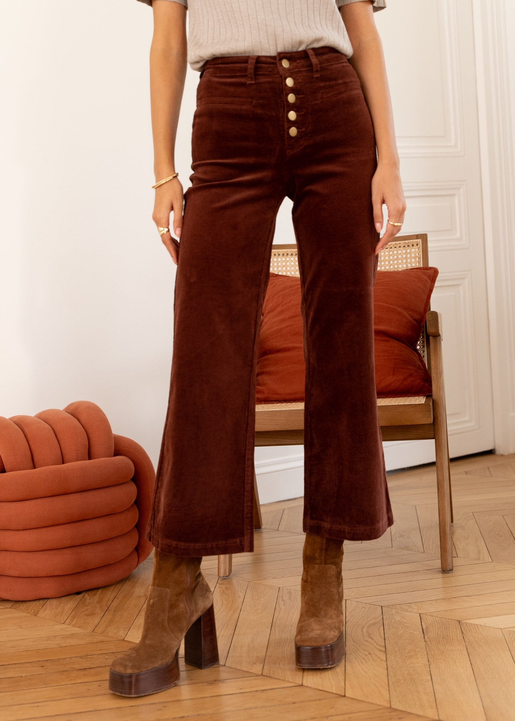 Pantalon Valentina - velours camel - Oraije Paris