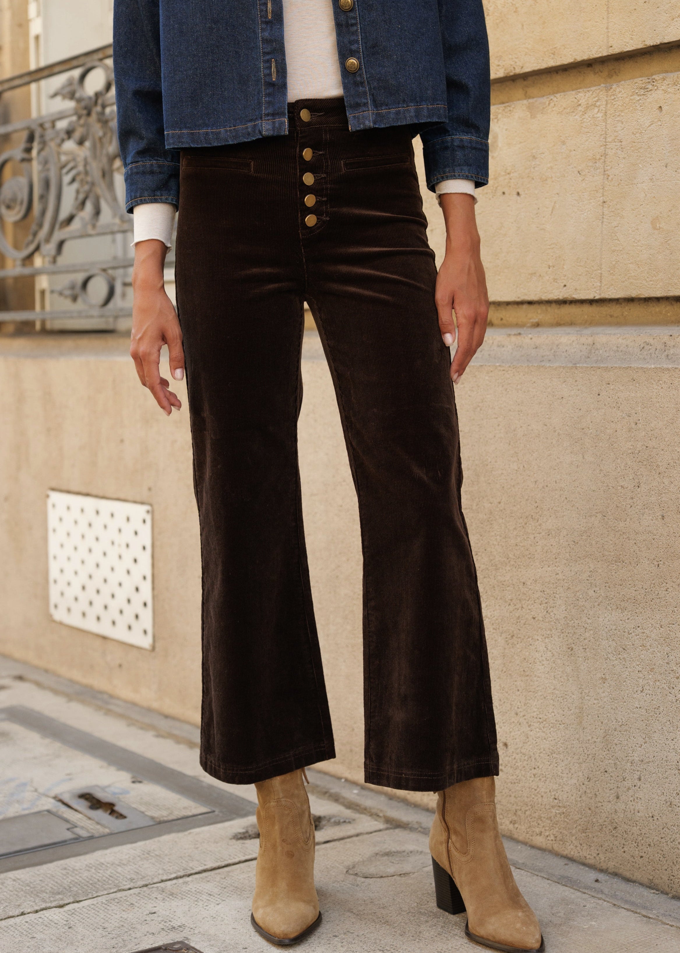 Pantalon Valentina - velours chocolat - Oraije Paris