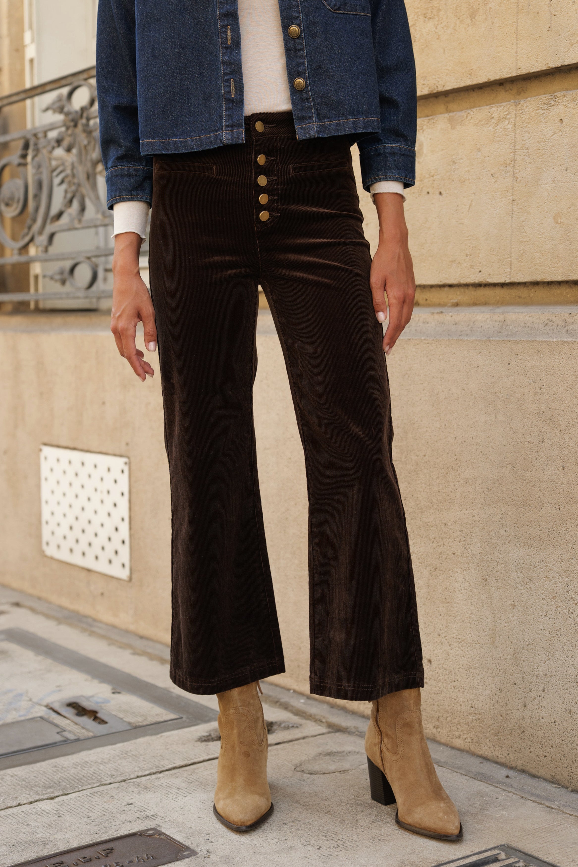 Pantalon Valentina - velours chocolat - Oraije Paris