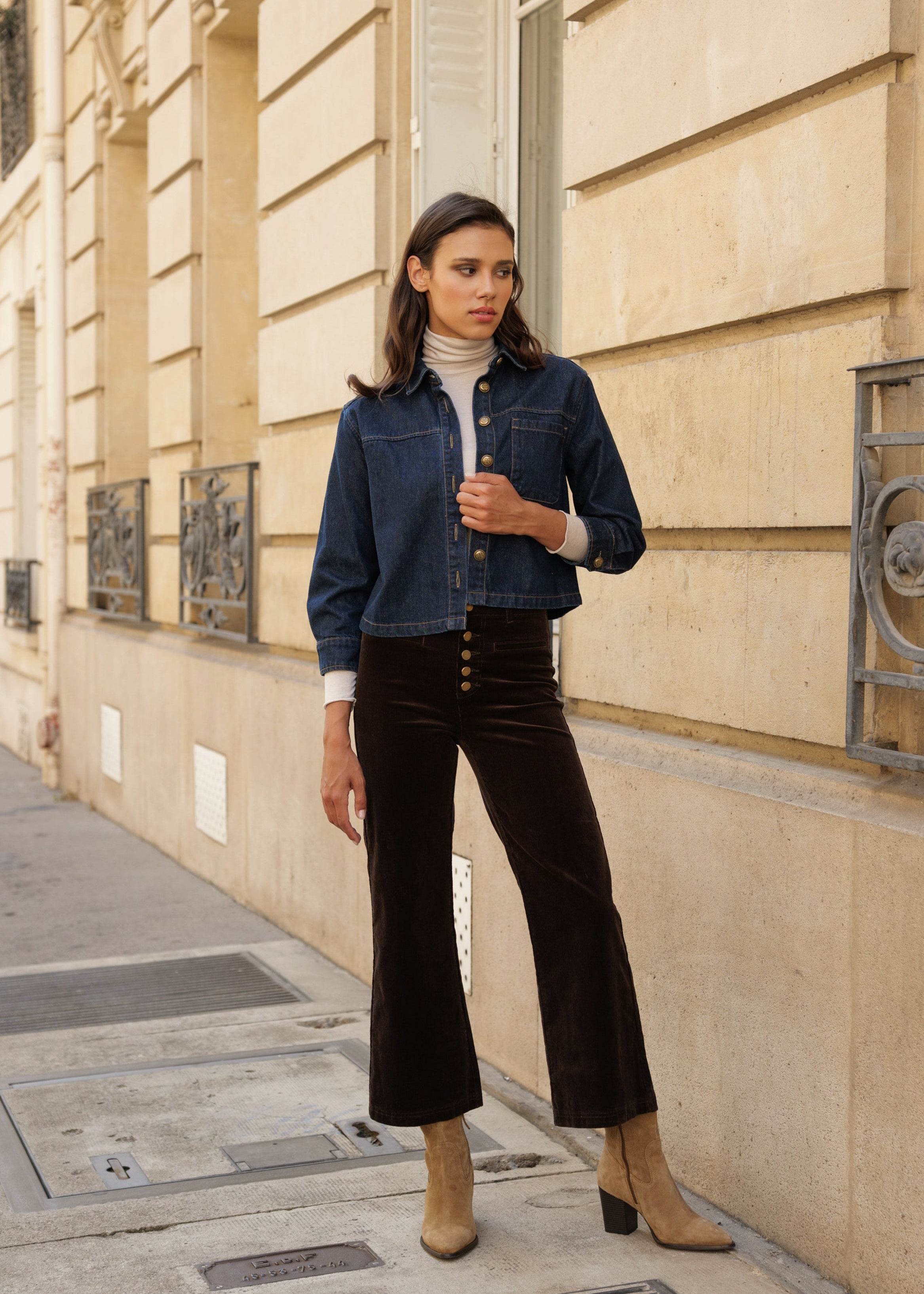 Pantalon Valentina - velours chocolat - Oraije Paris