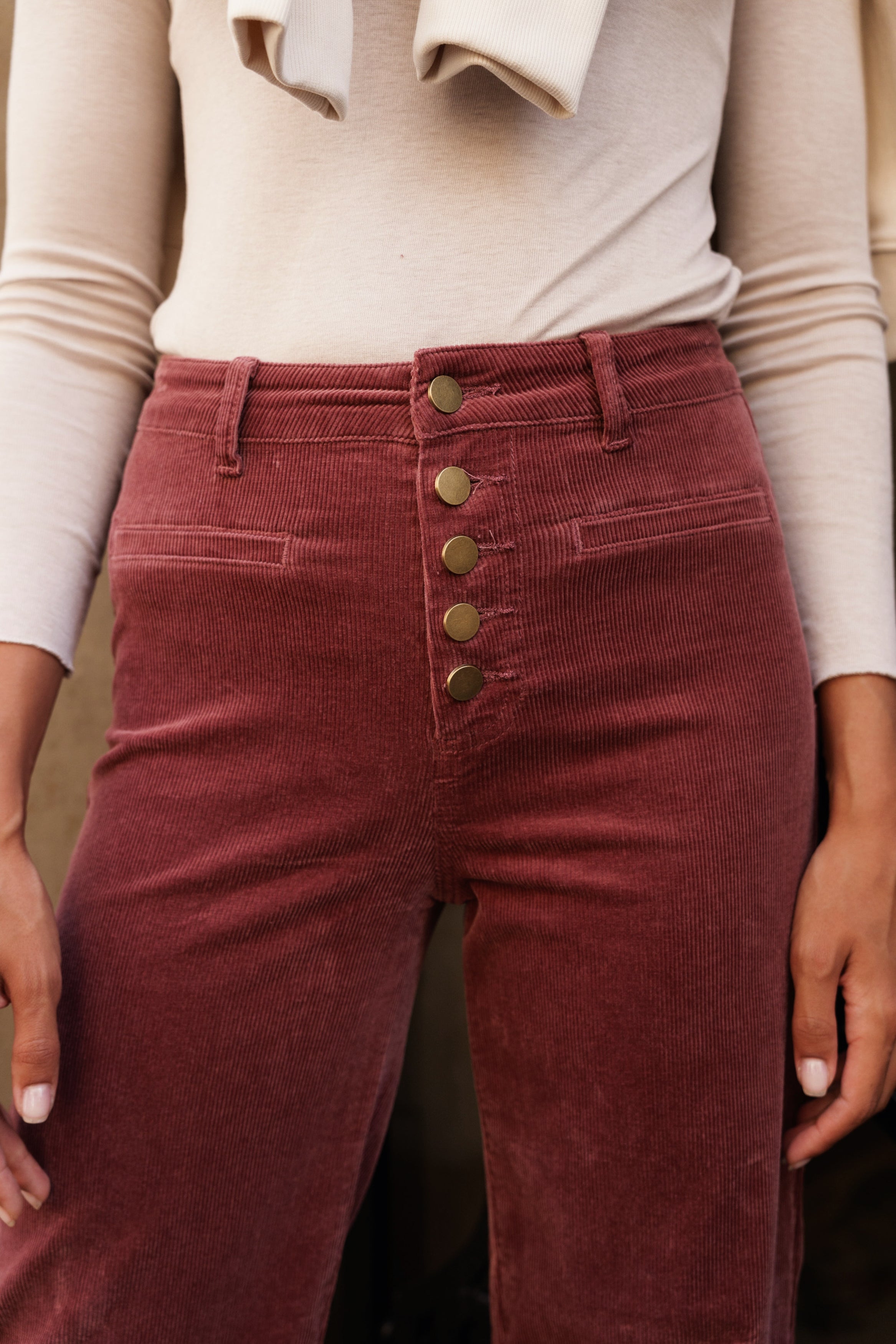 Pantalon Valentina - velours rose - Oraije Paris