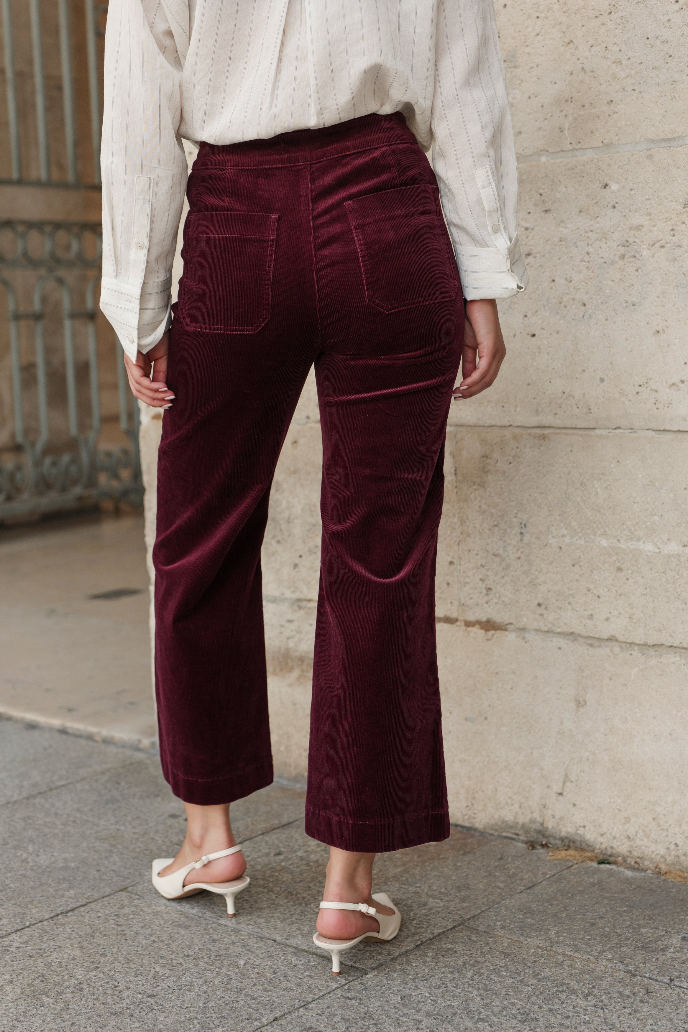 Pantalon Victorine - velours bordeaux