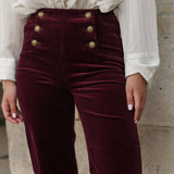 Pantalon Victorine - velours bordeaux