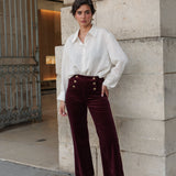 Pantalon Victorine - velours bordeaux
