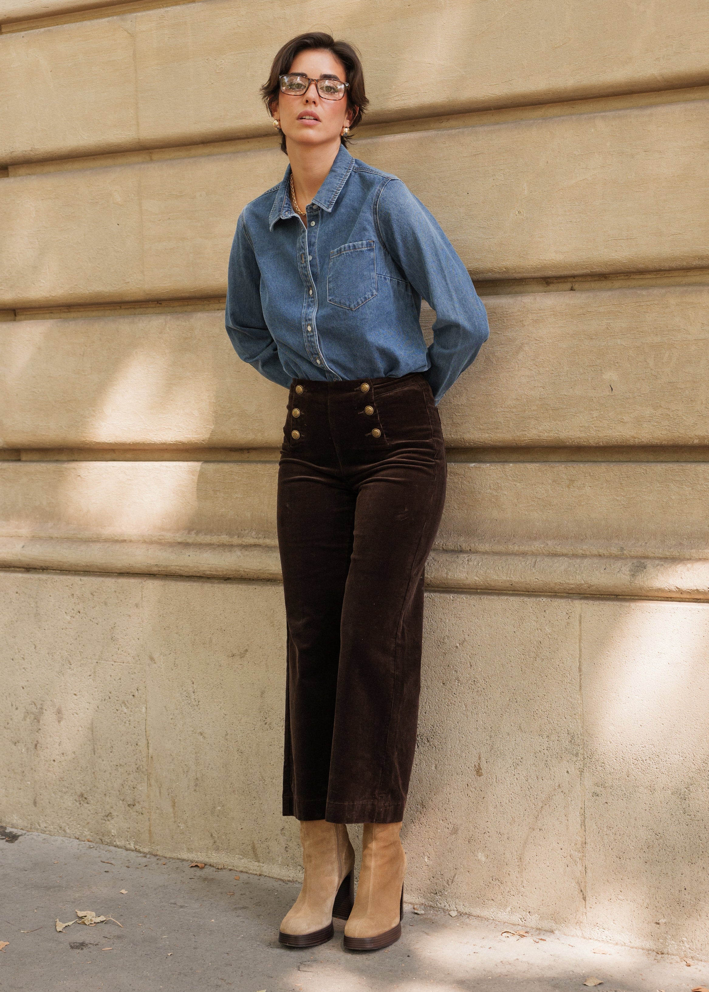 Pantalon Victorine - velours chocolat