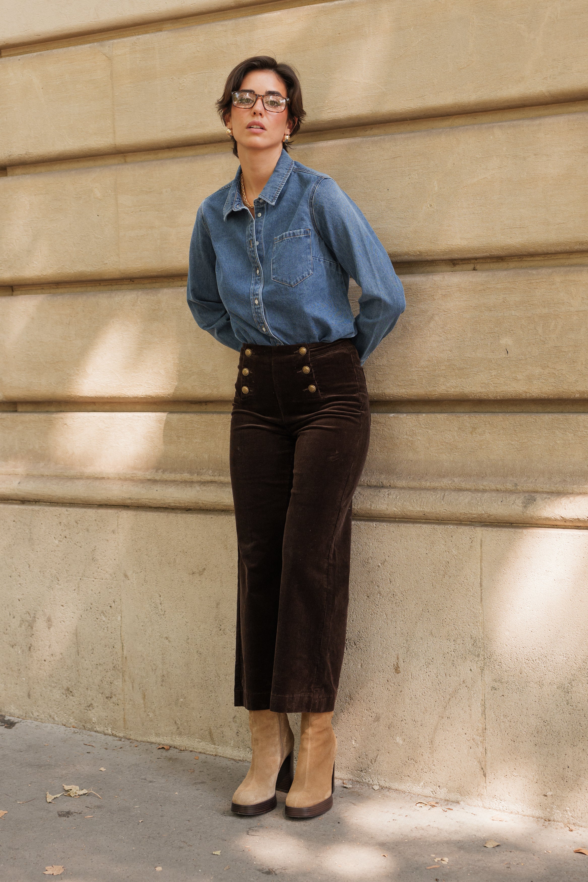 Pantalon Victorine - velours chocolat