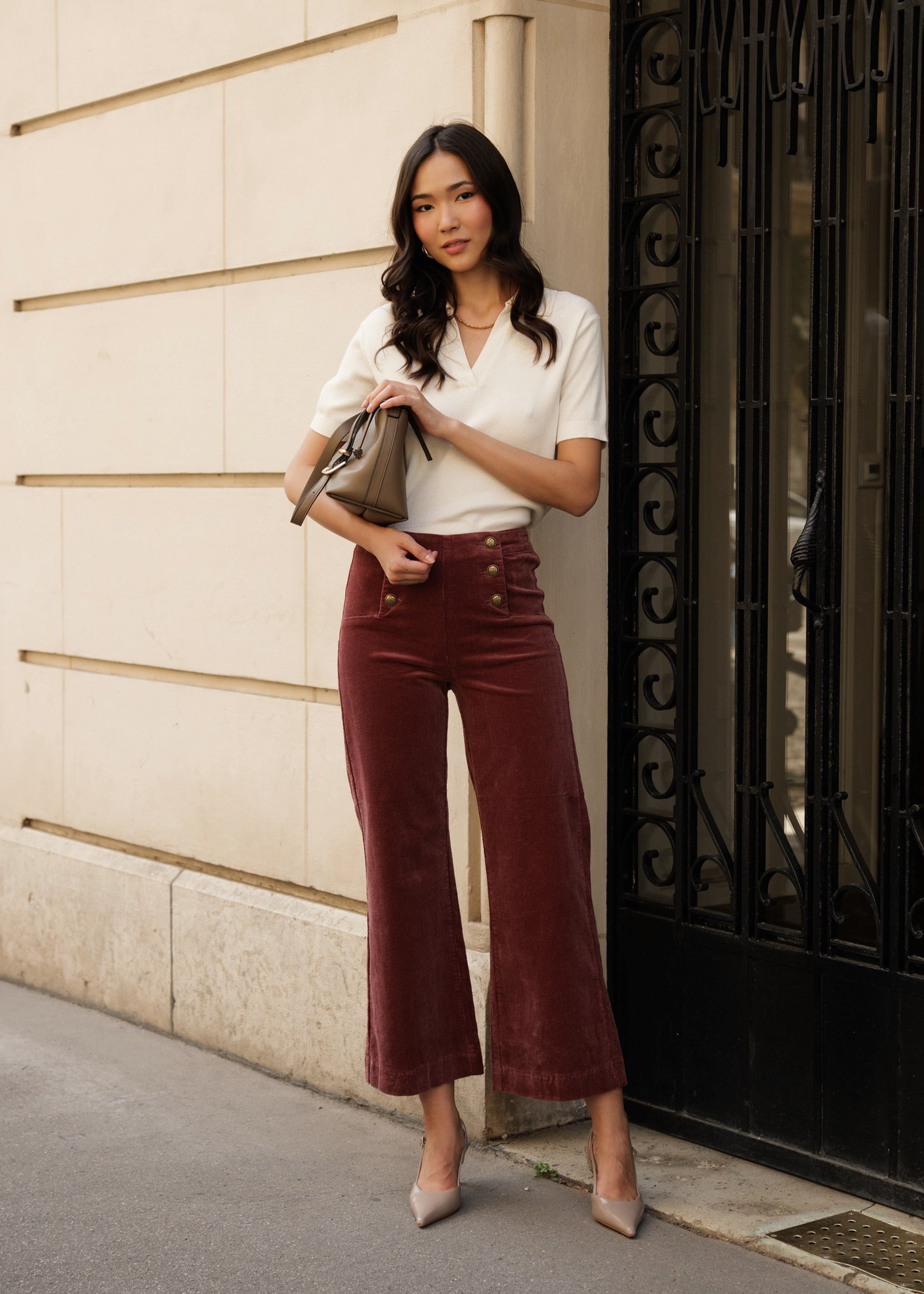 Pantalon Victorine - velours rose - Oraije Paris