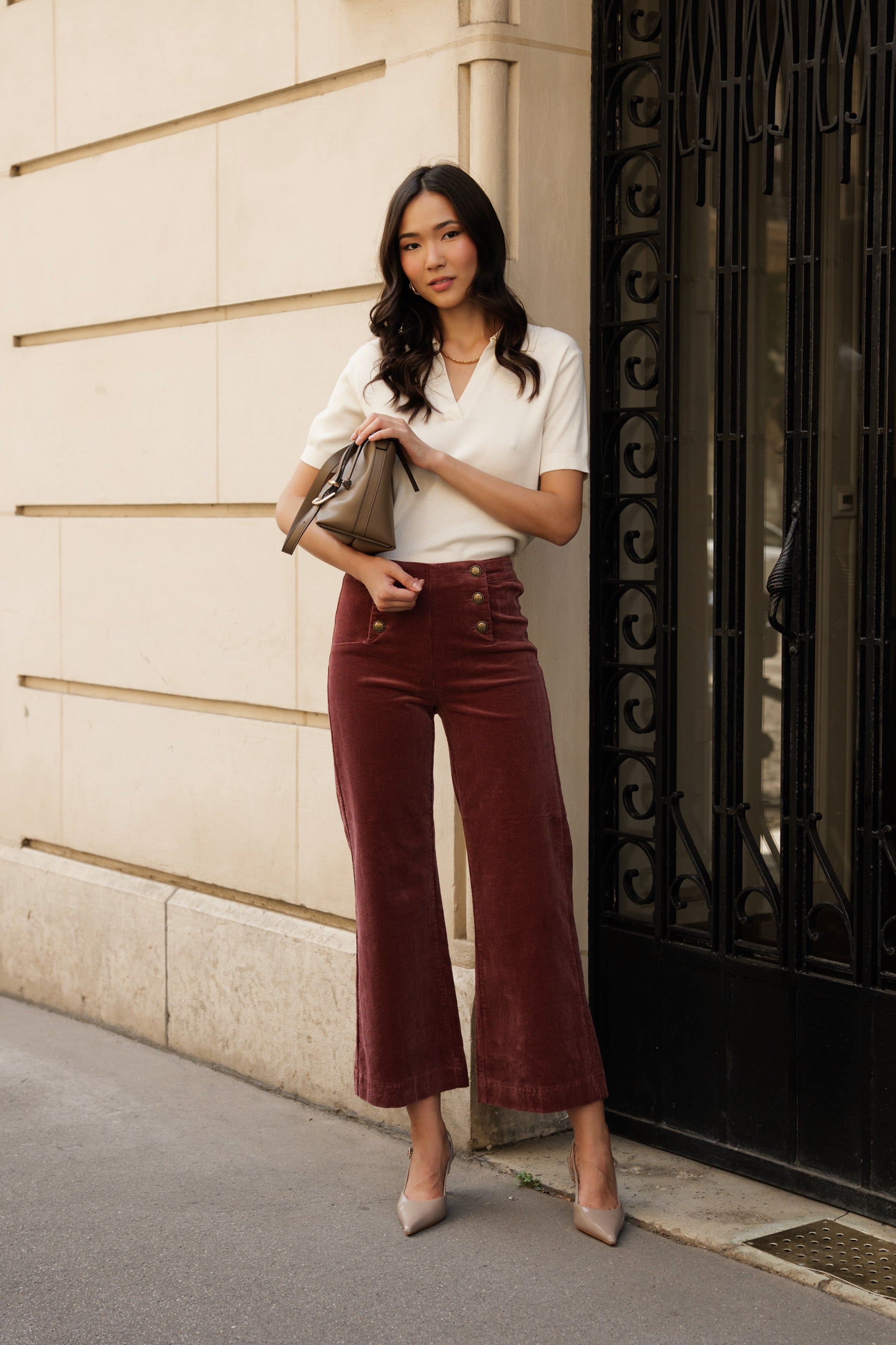 Pantalon Victorine - velours rose - Oraije Paris