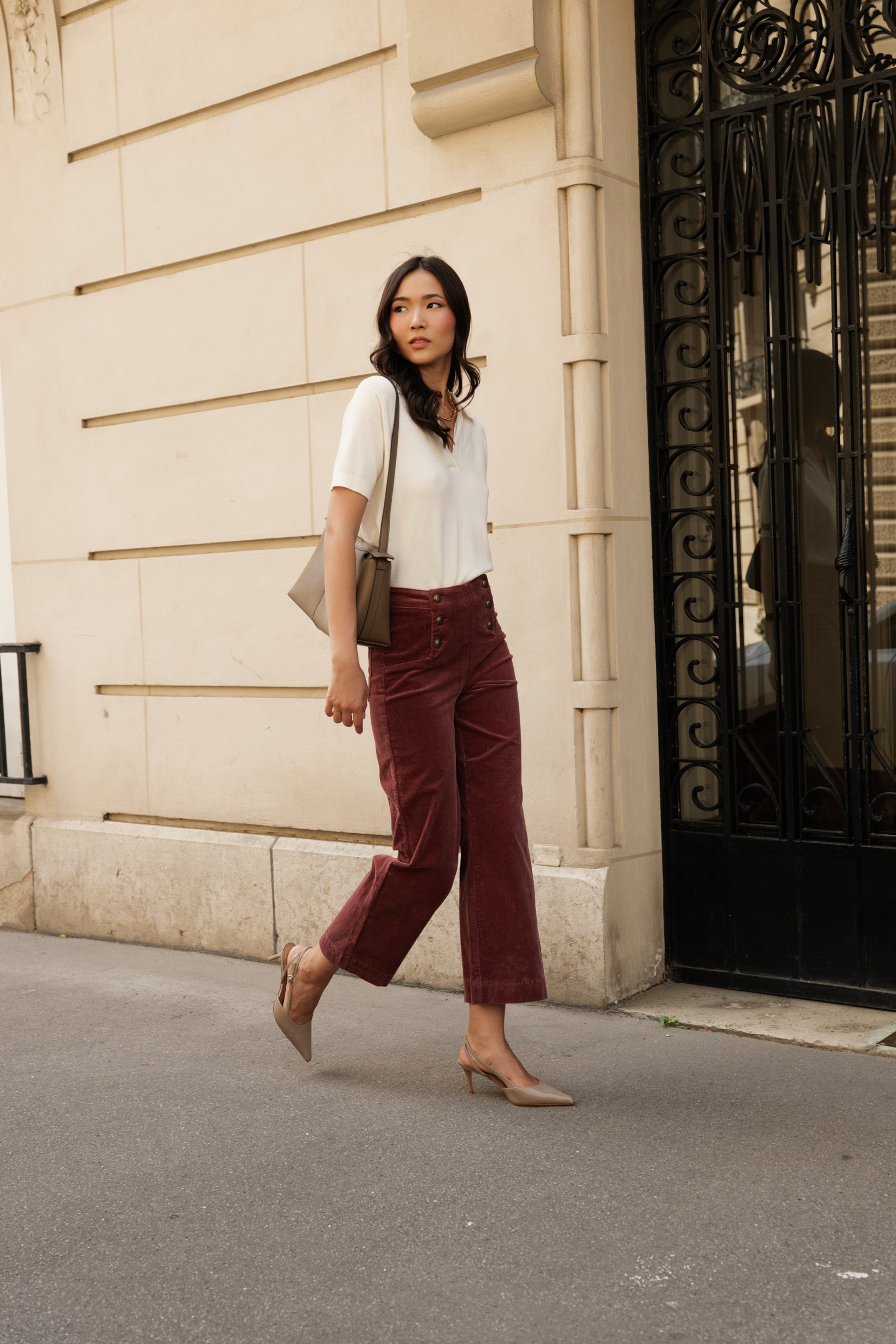 Pantalon Victorine - velours rose - Oraije Paris