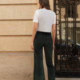 Pantalon Victorine - velours vert sapin