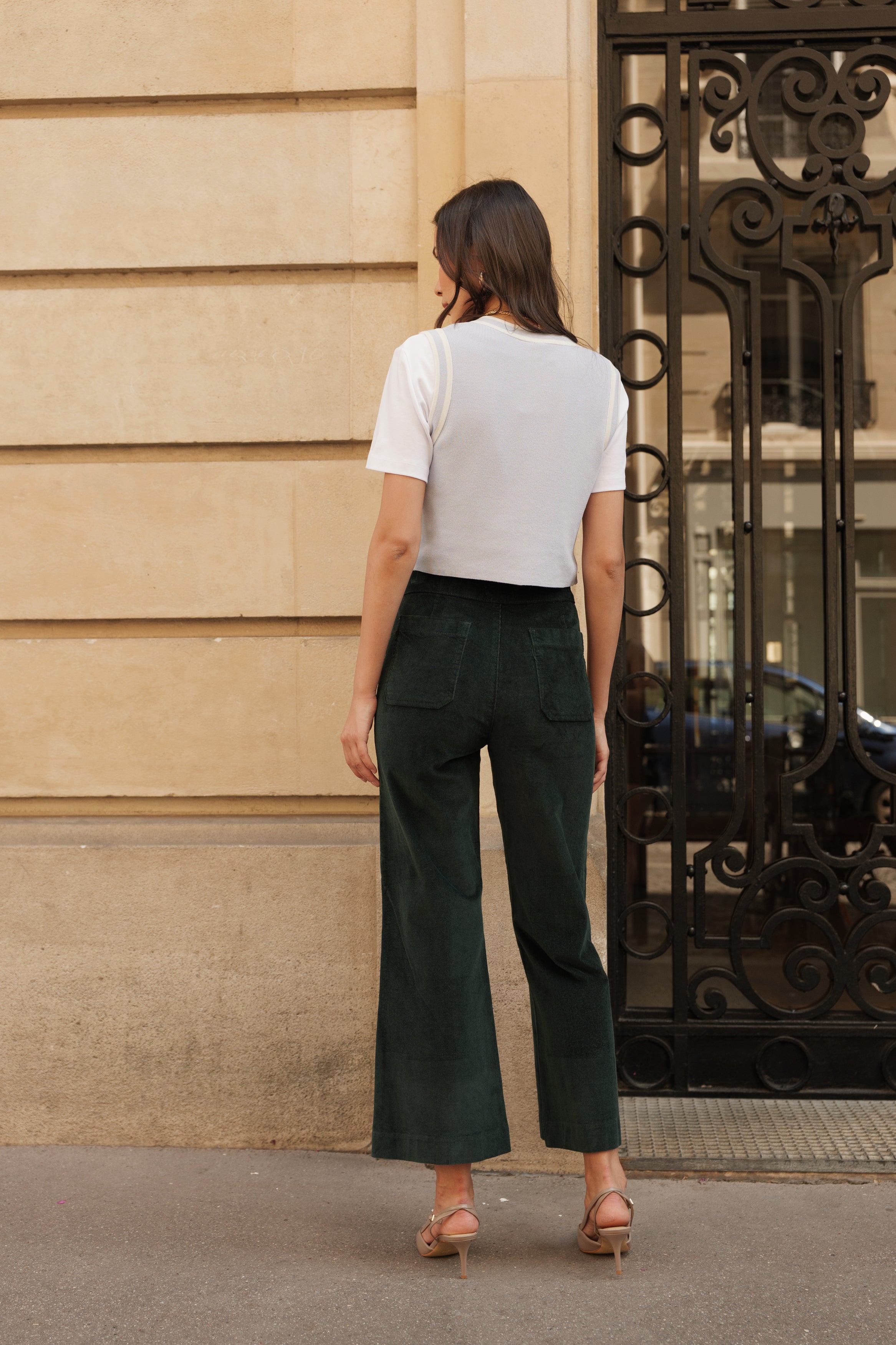Pantalon Victorine - velours vert sapin