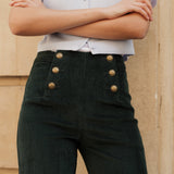 Pantalon Victorine - velours vert sapin