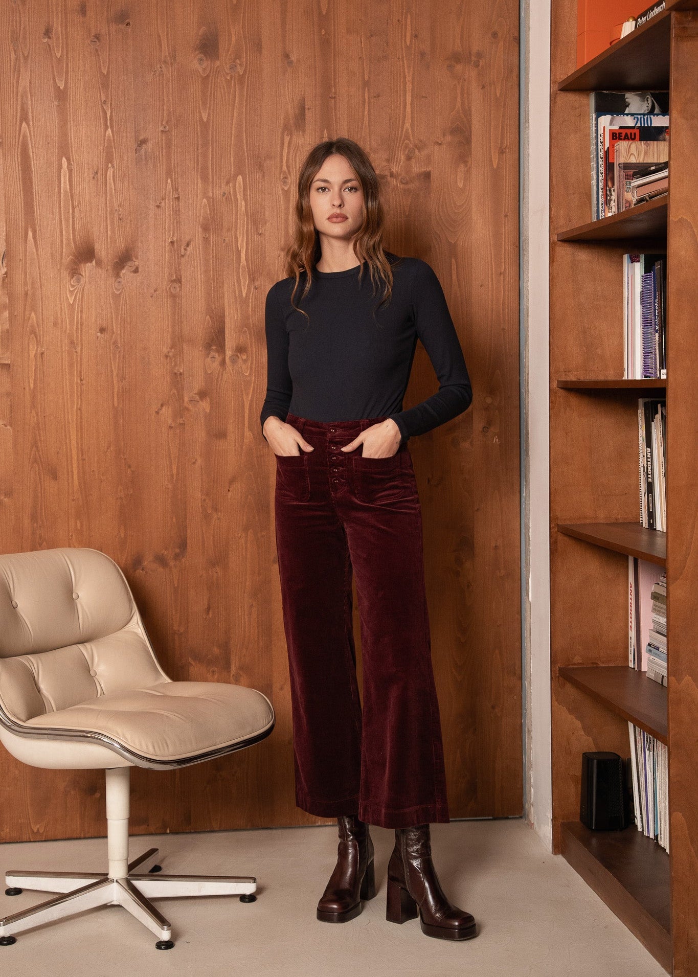 Pantalon Viviane - velours bordeaux
