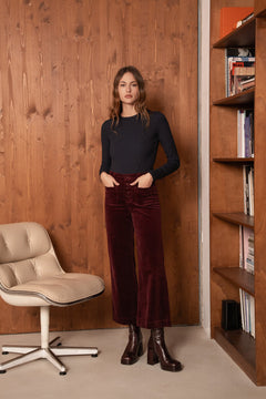 Pantalon Viviane - velours bordeaux