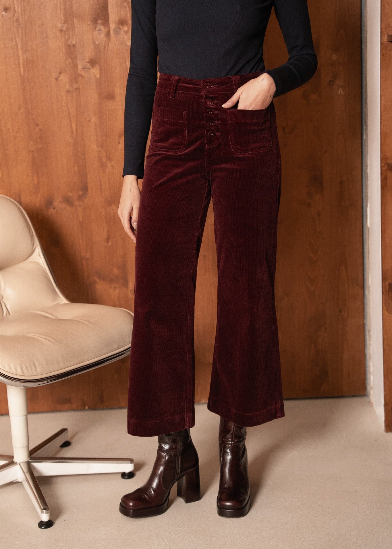 Pantalon Viviane - velours bordeaux