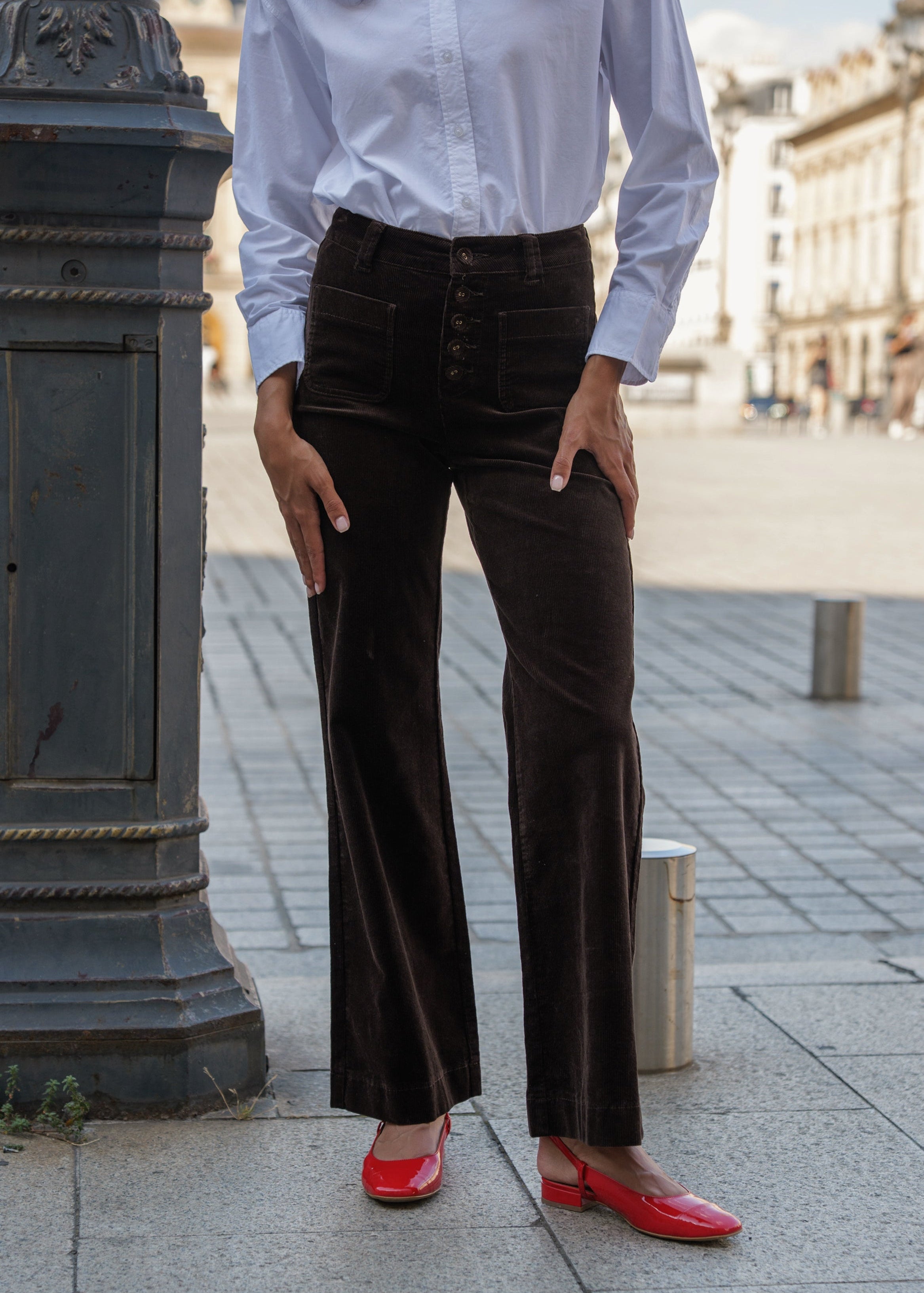 Pantalon Viviane - velours chocolat