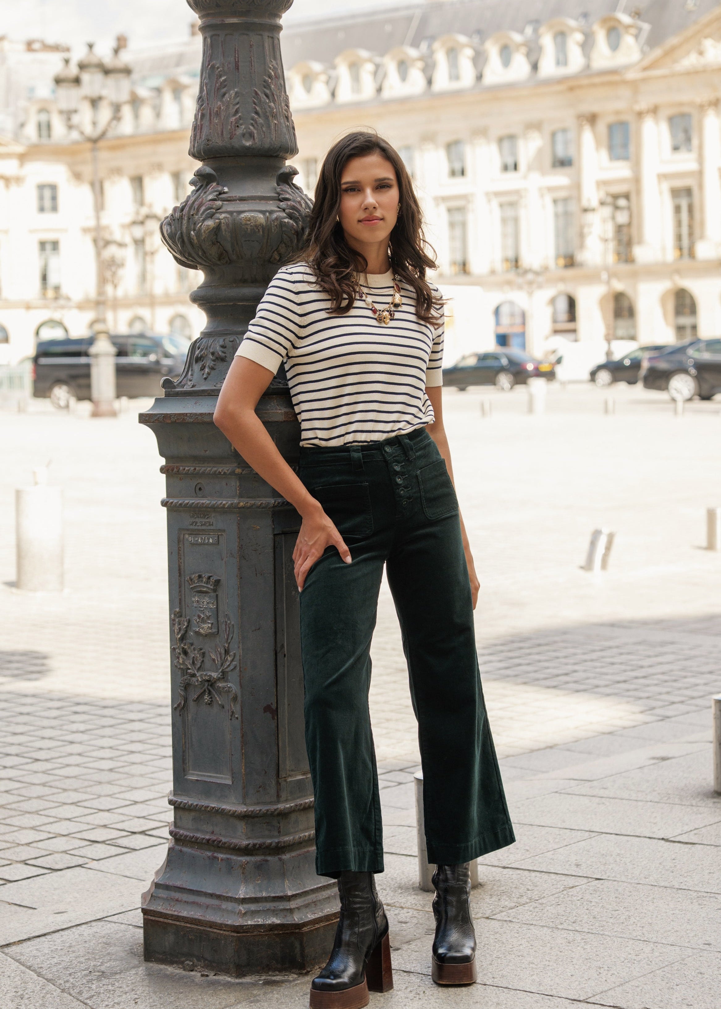 Pantalon Viviane - velours vert sapin