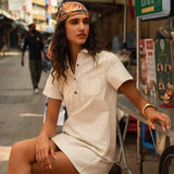 Robe Rouane - denim rayé naturel