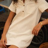 Robe Rouane - denim rayé naturel