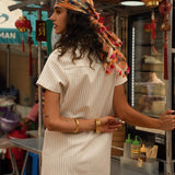 Robe Rouane - denim rayé naturel