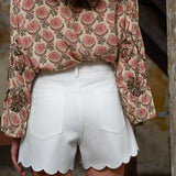 Short Fleur - denim blanc