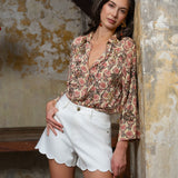 Short Fleur - denim blanc