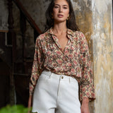 Short Fleur - denim blanc