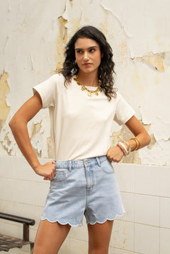 Short Fleur - denim clair