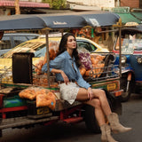 Short Livie - denim blanc