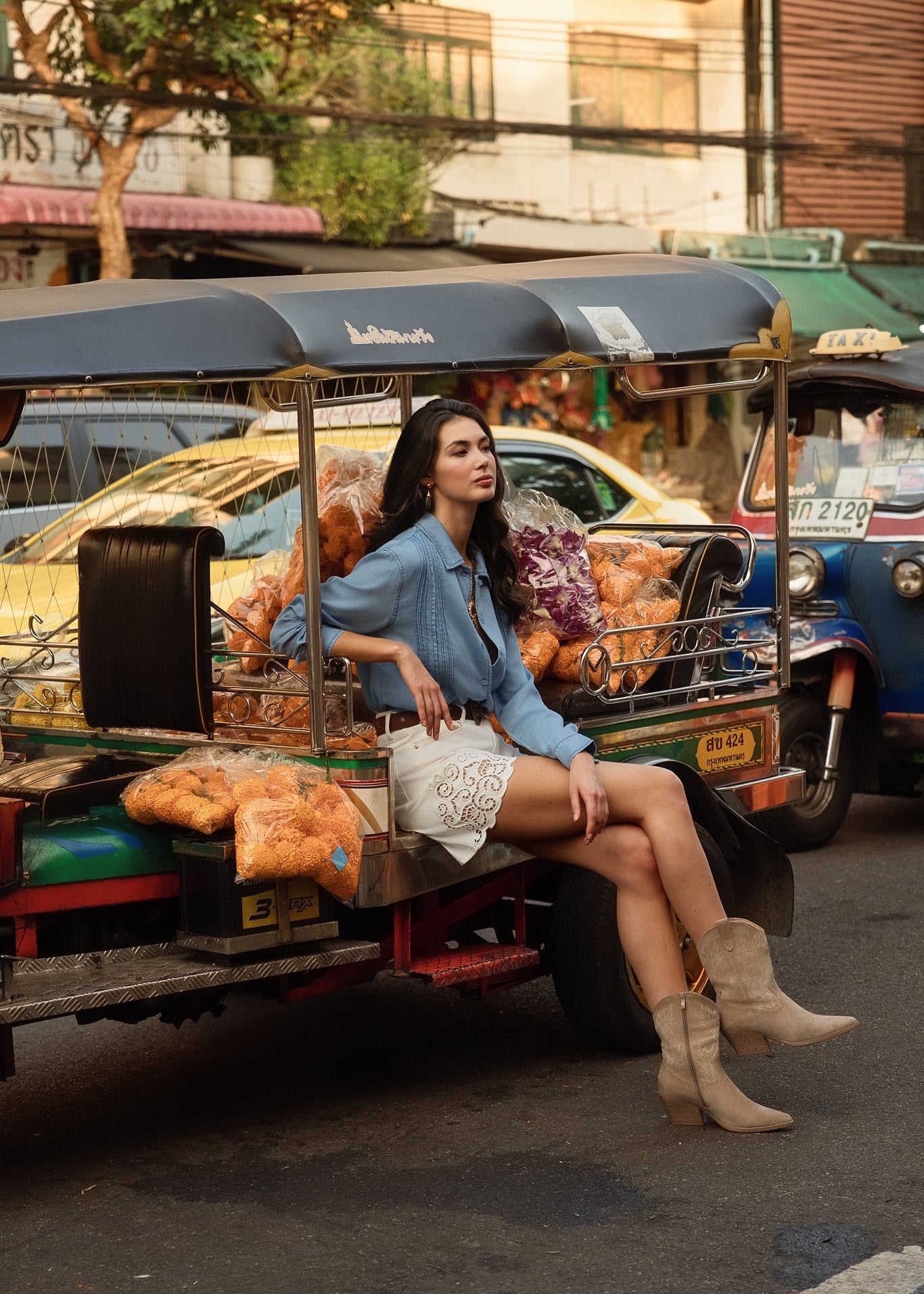 Short Livie - denim blanc