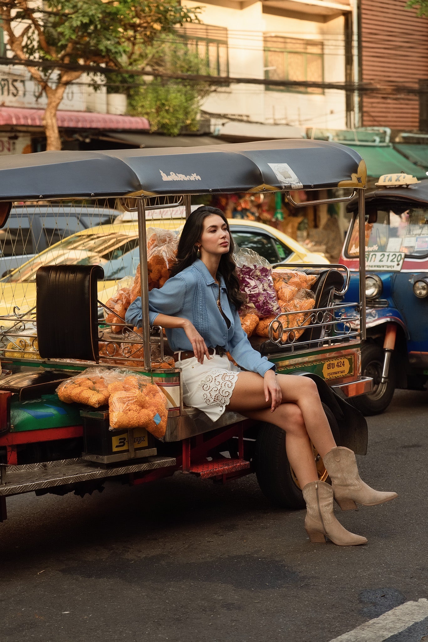 Short Livie - denim blanc