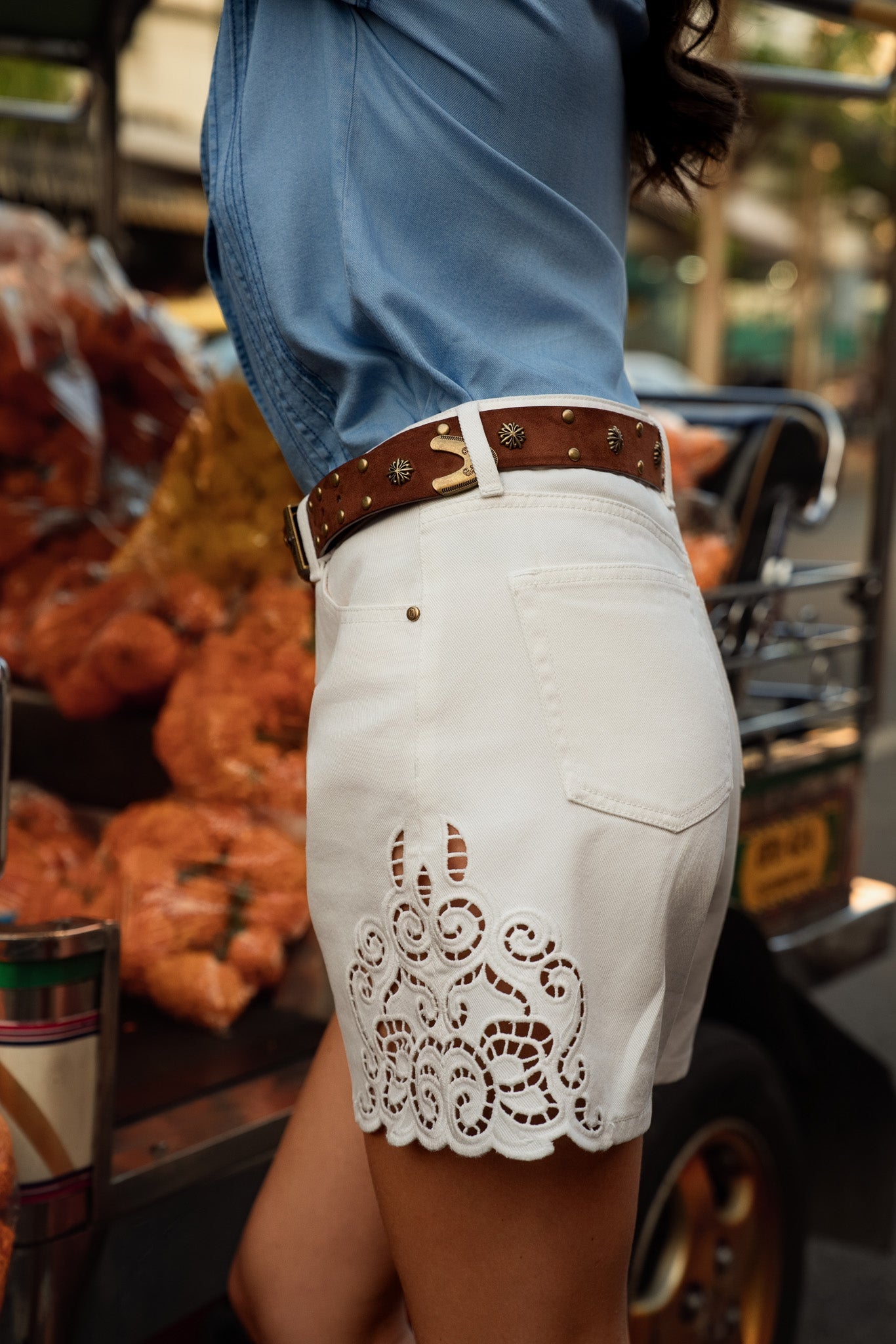 Short Livie - denim blanc